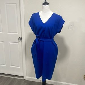 Blue midi dress with pockets